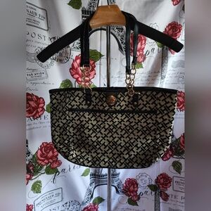 Vintage TOMMY HILFIGER Signature Jacquard Monogram Tote//Shoulder Bag